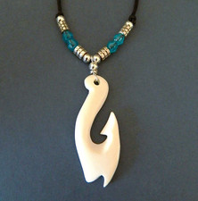 Necklace Mens Maori Surfer Fish Hook Blue Viking Celtic Pendant