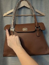 Ladies Large Brown Hand Bag Faux Leather Satchel Classic Autumn