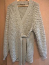 Zara Size M Chunky Knit Wrap Cardigan Green