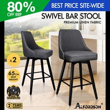 ALFORDSON 2x Swivel Bar Stools Kitchen Dining Chair Cafe Metal DARK GREY