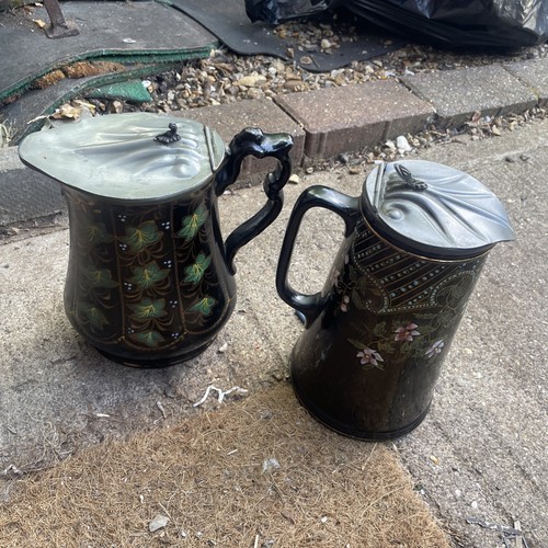 Pair antique jackfield pewter - antique,