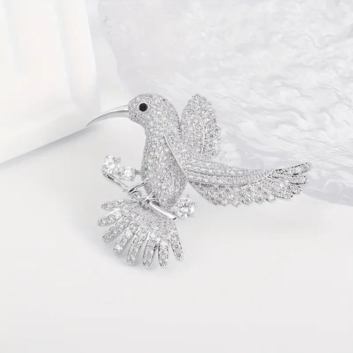 Hummingbird crystal brooch - crystal, pin