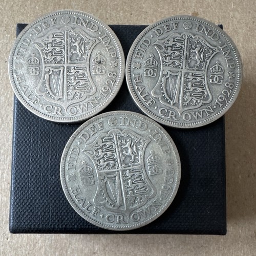 George half crown coins - 3x,