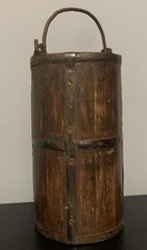 Antique Wood Bucket Pail Much Like A Wooden Version Of A Cordite Carrier ?
