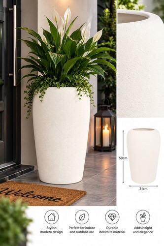 Nora tall white - white, 50cm