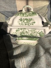 Masons Green Fruit Basket Lidded Soup Tureen With Ladle 