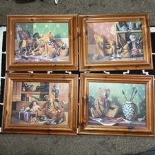 4 Raymond Campbell Teddy Bear Picture Frames (prints)