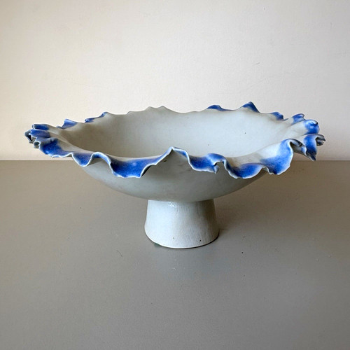 Unmarked white ceramic compote - white,