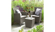 Keter Iowa 2 Seater Rattan Effect Garden Bistro Set - Cream