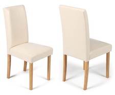 2 Cream Dining Chairs Faux
