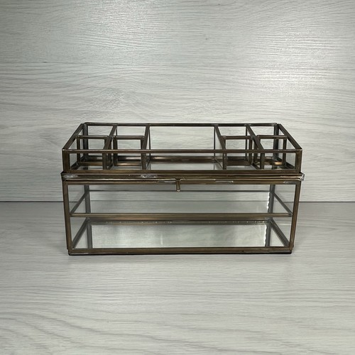 Vintage brass metal glass box - vintage,