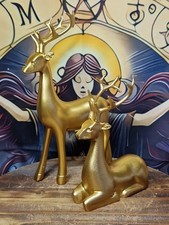 Golden Stag Ornament Set 2pc -