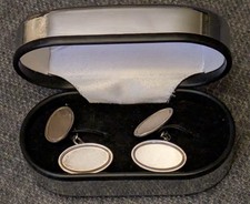 Men's Vintage Sterling Silver Chain Cufflinks with box , JHW, Stamped