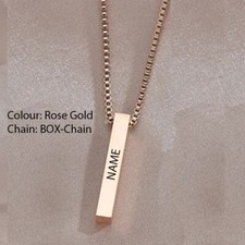 Custom Personalised Bar Necklace Name Pendant Laser Engraved Gift