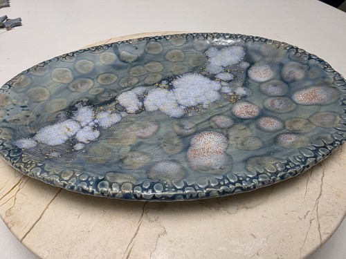 Handmade pottery oval platter - handmade,