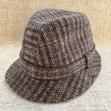Tweed Trilby Hat Mybro “Newland” Made In England Size M 54 cm Vintage Brown