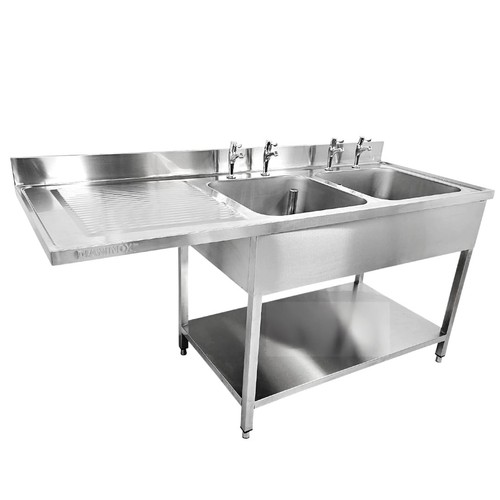 Stainless sink double bowl - stainless,