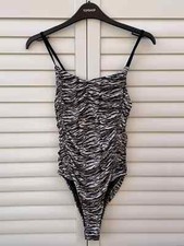 Topshop Tiger Print Strappy Ruched Bodysuit Body Size 10 Bnwt