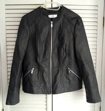 Womens Grey Faux Leather Biker