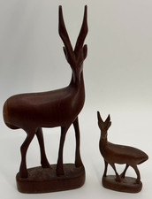 2 x Vintage Hand-Carved Wooden