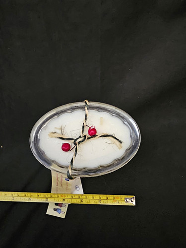 White wax oval bowl candle - white,
