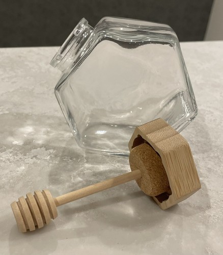 1xhexagonal glass honey jar - 1xhexagonal,