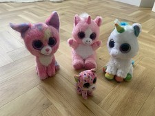 Bundle: 2 x TY Beanie Boo Plushys + Beanie Animotsu. Big Sparkly Eyes. Pre Loved