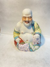 Vintage Chinese Happy Buddha Statue Porcelain Figurine Laughing Hotei