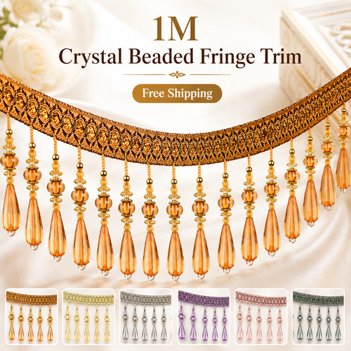 Crystal beaded tassel - 1m,