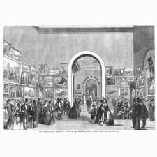 LONDON The Picture Gallery at the International Exhibition - Antique Print 1862