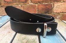 Black Leather Press Stud Snap Belt Choice of Widths Handmade 100% Real Leather