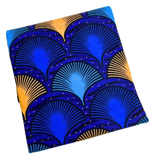 Blue gold ankara fabric - gold,