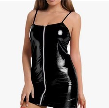 Sexy Black PVC Leather Zipper