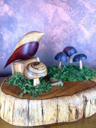 Wooden bird mushroom - wooden, bird/mushroom