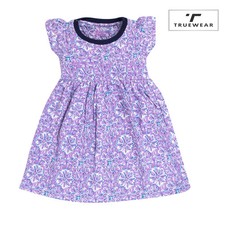 Girl's Purple Floral Print Frock.