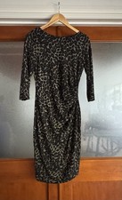 Billie & Blossom - black & gold sparkle ruched midi dress - size 16 - NWOT