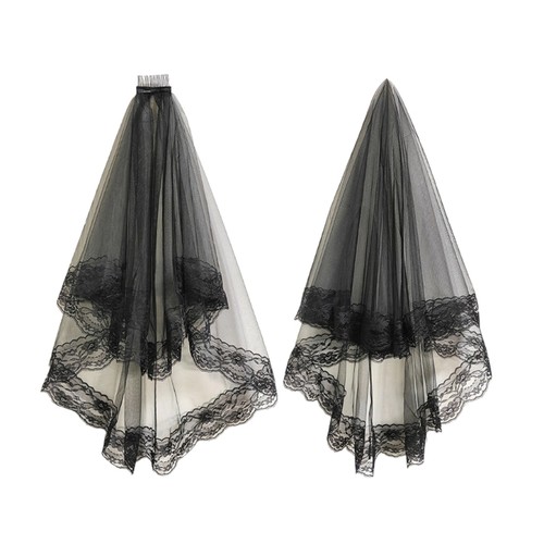 Black double single layer lace - black,