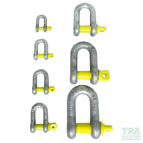Yellow pin dee shackle - 'd',