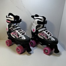 Senhai Childs Roller Skates Quad Roller Boots UK Size M 37-40 Pink/White/Black
