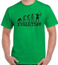 Archery T-Shirt Evolution Mens Funny Archer's Long Bow Arrows Target Equipment 