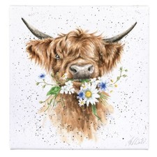 Wrendale Daisy Cow 20cm Canvas - Handmade Animal Wall Art by Hannah Dale