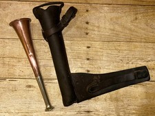 Antique Leather Cased Copper & Nickel Fox Hunting Horn By Swaine & Adeney Kohler