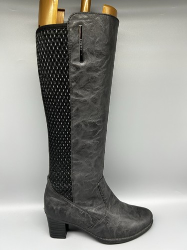 Rieker knee boots grey leather - rieker,