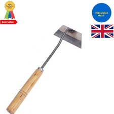 4" Solid Steel Swan Neck Hoe - Wooden Handle Garden Tool, Weeding & Transplan...