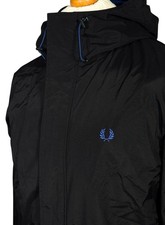 Fred Perry Hooded Sailing Jacket Size M Black Mod Casuals Terraces Outerwear