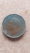 Three Pence 1942 Georgegivs VI G BR OMN REX FD IND IMR.