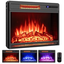 COSTWAY 25” Electric Fireplace Insert Recessed Infrared Fireplace Heater-Black