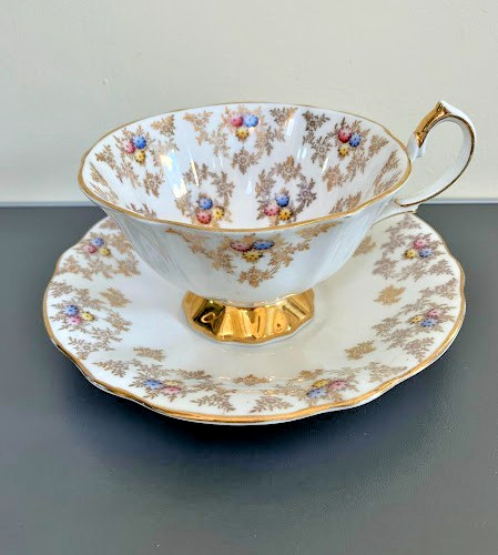Vintage footed queen anne tea - vintage,