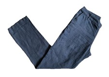 Women’s Fat Face Navy Blue Linen Style Full Length Zip Up Fly Trousers Size 12