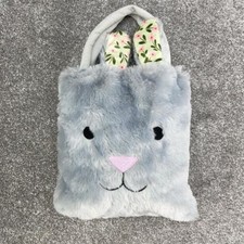 TU GREY BUNNY HANDBAG FAUX FUR SHOULDER BAG TOTE CARRY Y2K EMBROIDERY